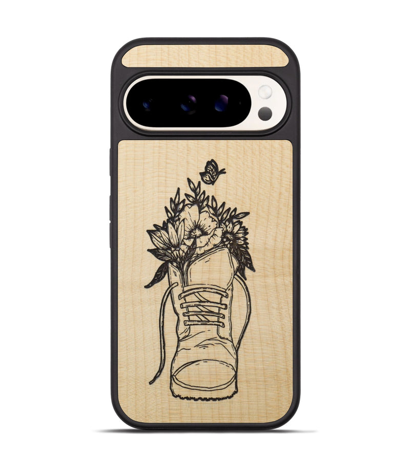 Pixel 9 Wood Phone Case - Wildflower Walk - Maple (Curated)