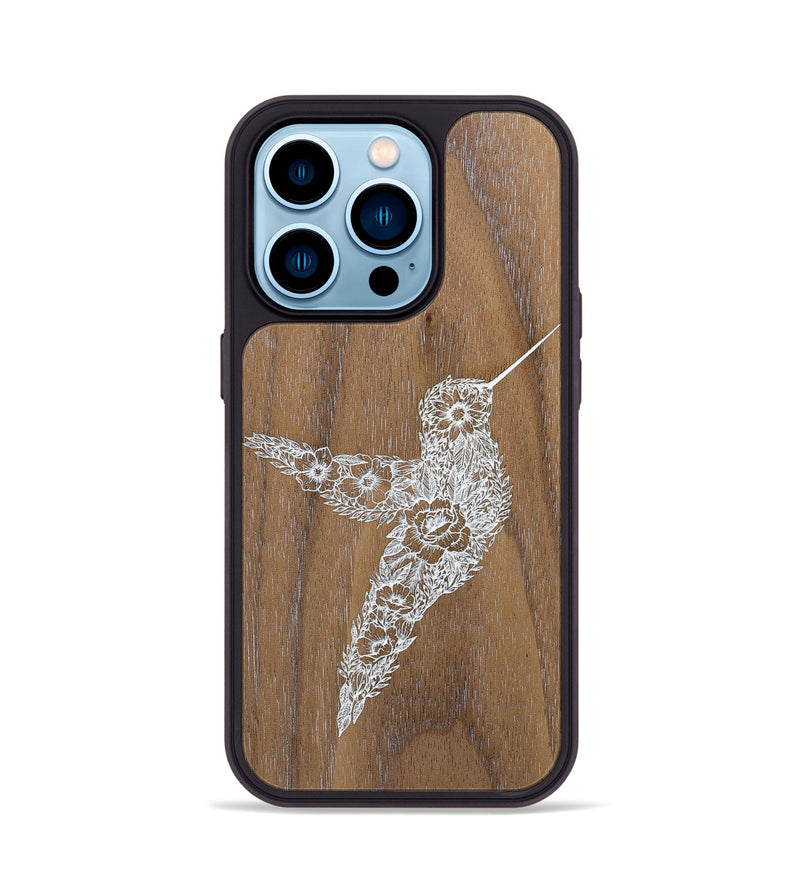 iPhone 14 Pro Wood+Resin Phone Case - Hover In The Moment - Walnut (Curated)