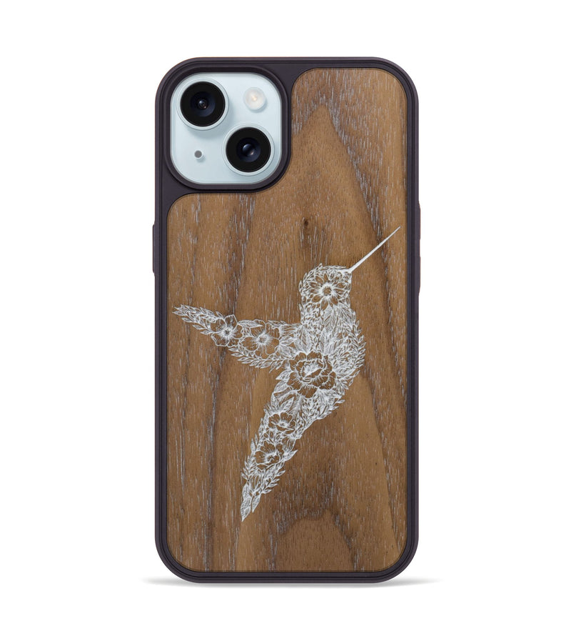iPhone 15 Wood Phone Case - Hover In The Moment - Walnut (Curated)