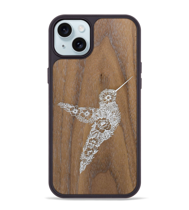 iPhone 15 Plus Wood+Resin Phone Case - Hover In The Moment - Walnut (Curated)