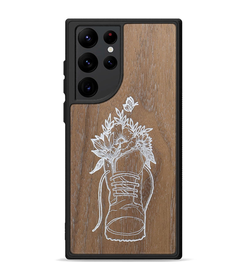 Galaxy S22 Ultra Wood+Resin Phone Case - Wildflower Walk - Walnut (Curated)