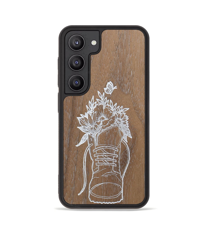 Galaxy S23 Wood+Resin Phone Case - Wildflower Walk - Walnut (Curated)