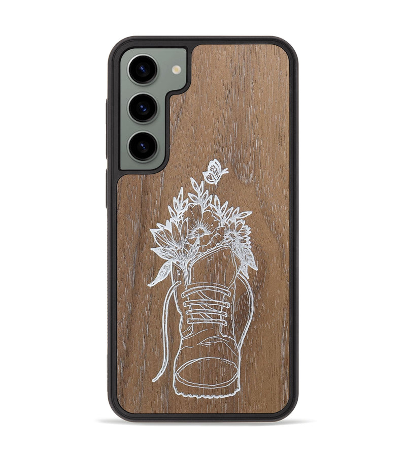Galaxy S23 Plus Wood+Resin Phone Case - Wildflower Walk - Walnut (Curated)