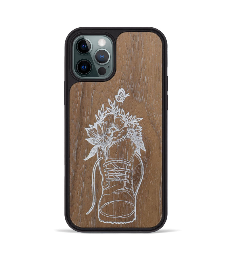 iPhone 12 Pro Wood Phone Case - Wildflower Walk - Walnut (Curated)