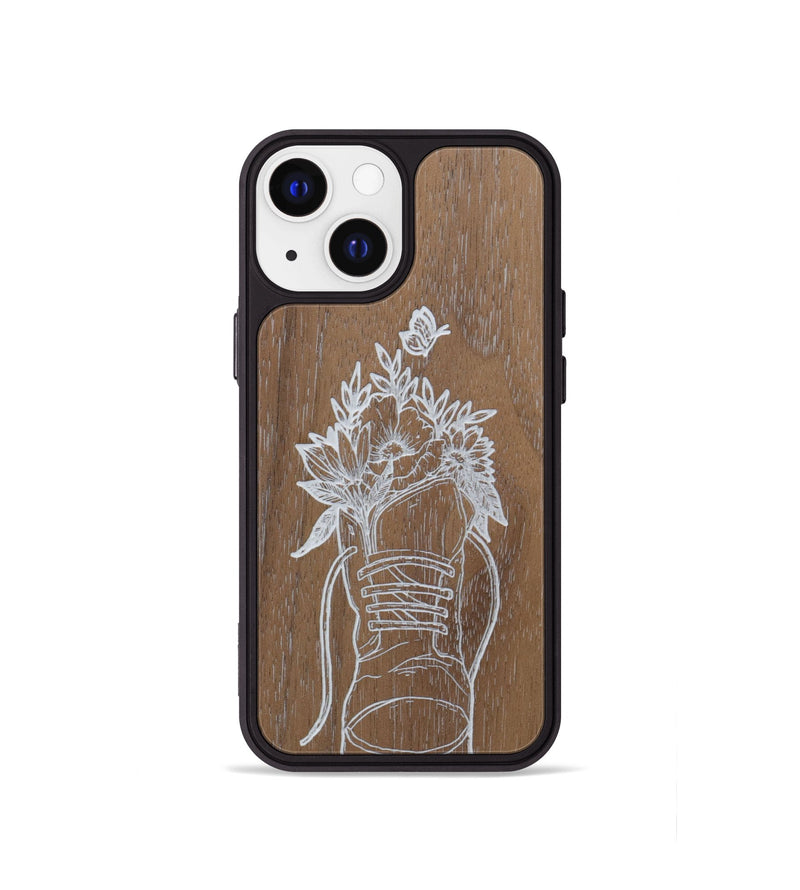 iPhone 13 mini Wood Phone Case - Wildflower Walk - Walnut (Curated)