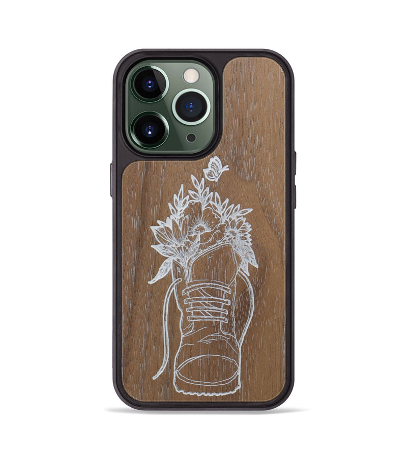 iPhone 13 Pro Wood Phone Case - Wildflower Walk - Walnut (Curated)