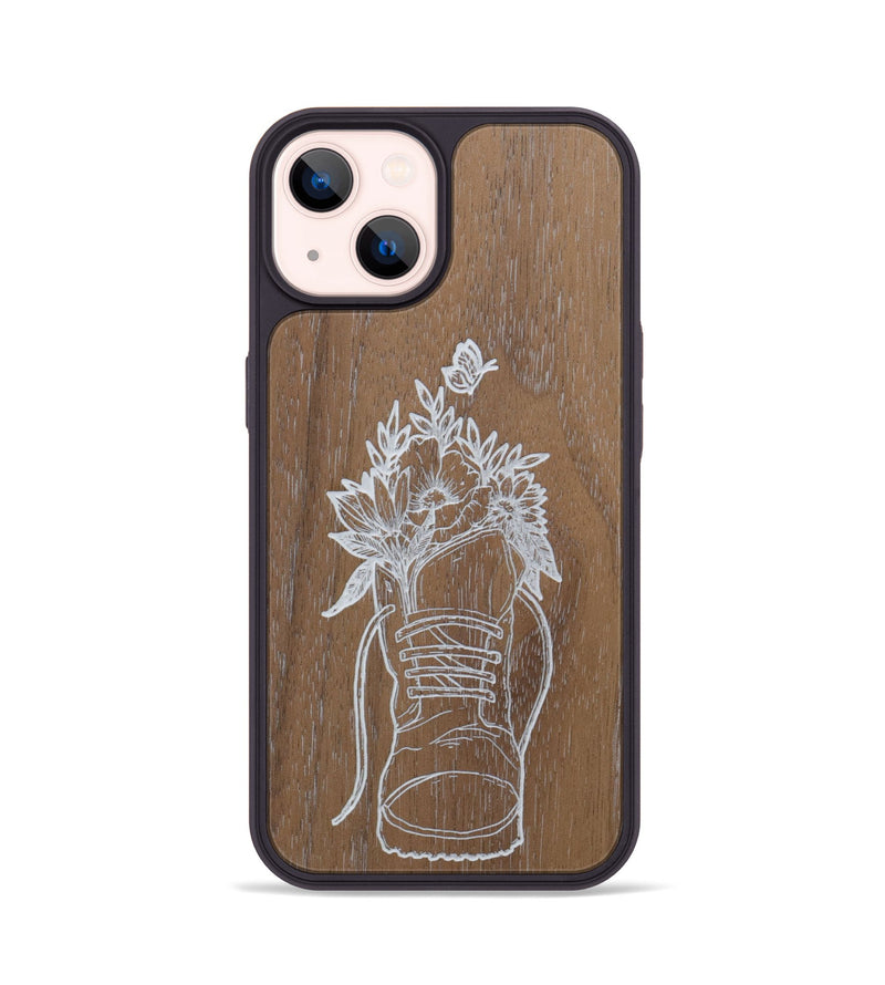 iPhone 14 Wood Phone Case - Wildflower Walk - Walnut (Curated)