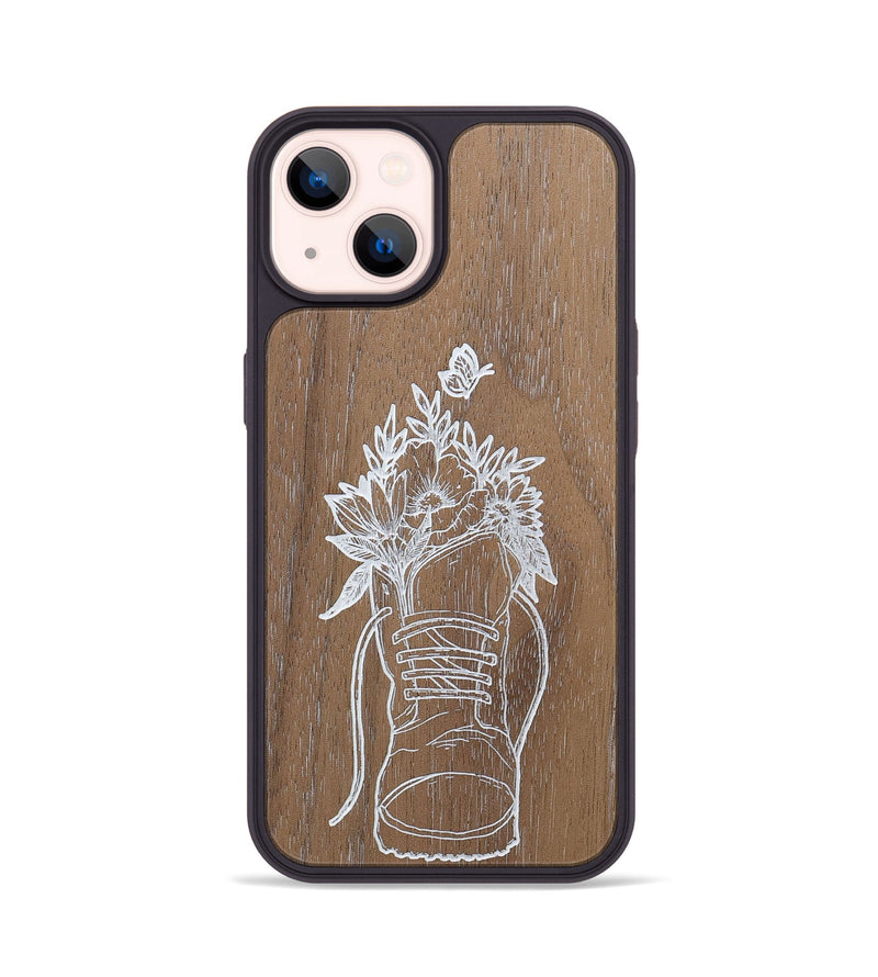 iPhone 14 Wood+Resin Phone Case - Wildflower Walk - Walnut (Curated)