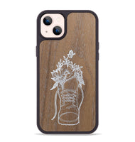 iPhone 14 Plus Wood+Resin Phone Case - Wildflower Walk - Walnut (Curated)