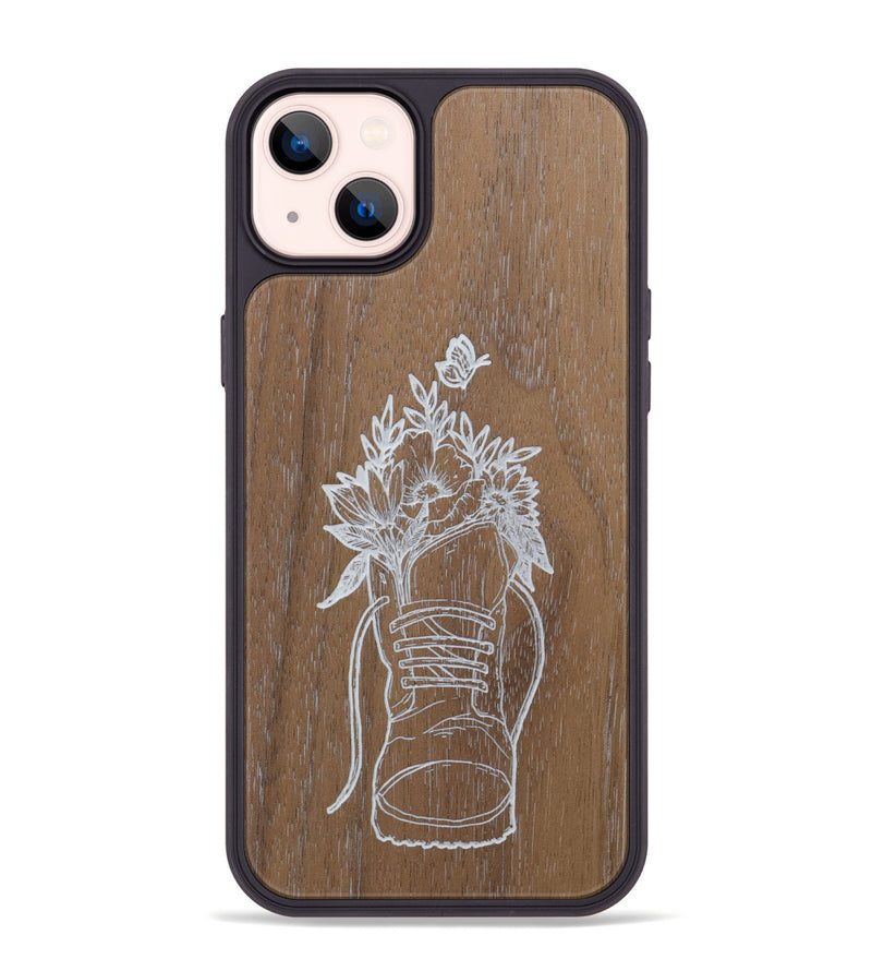 iPhone 14 Plus Wood Phone Case - Wildflower Walk - Walnut (Curated)
