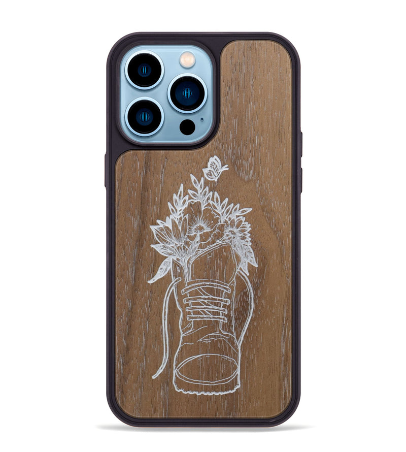 iPhone 14 Pro Max Wood Phone Case - Wildflower Walk - Walnut (Curated)
