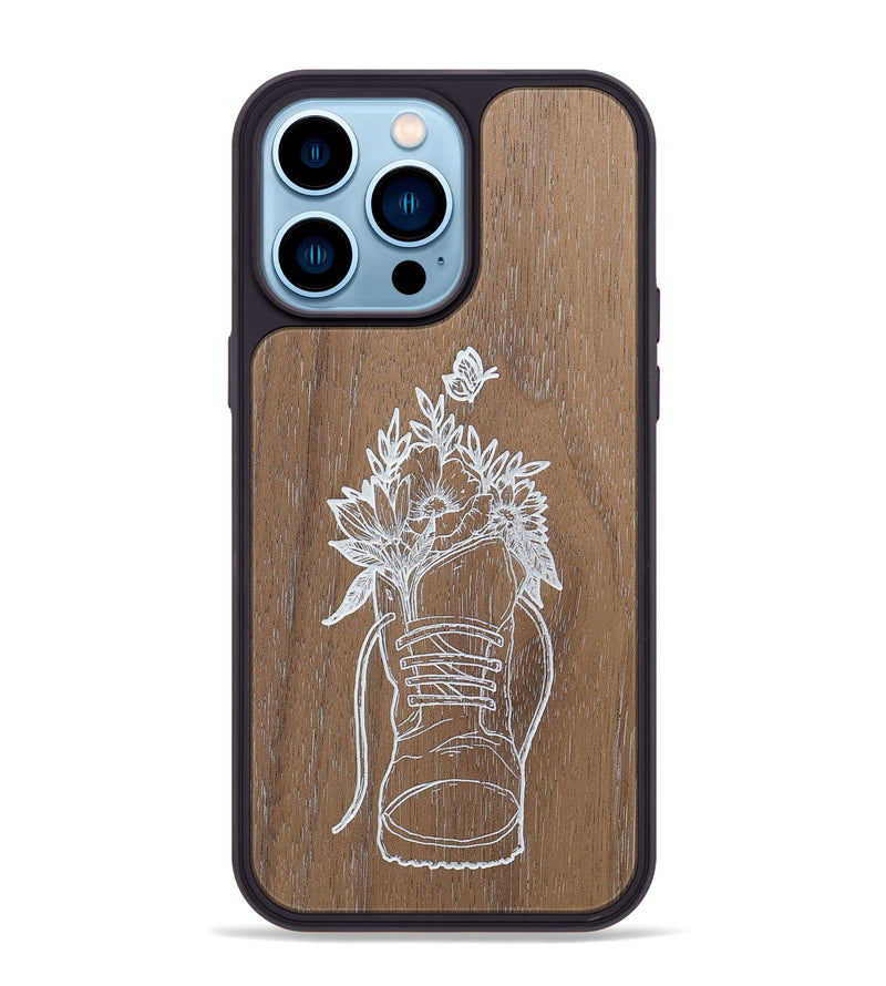 iPhone 14 Pro Max Wood+Resin Phone Case - Wildflower Walk - Walnut (Curated)