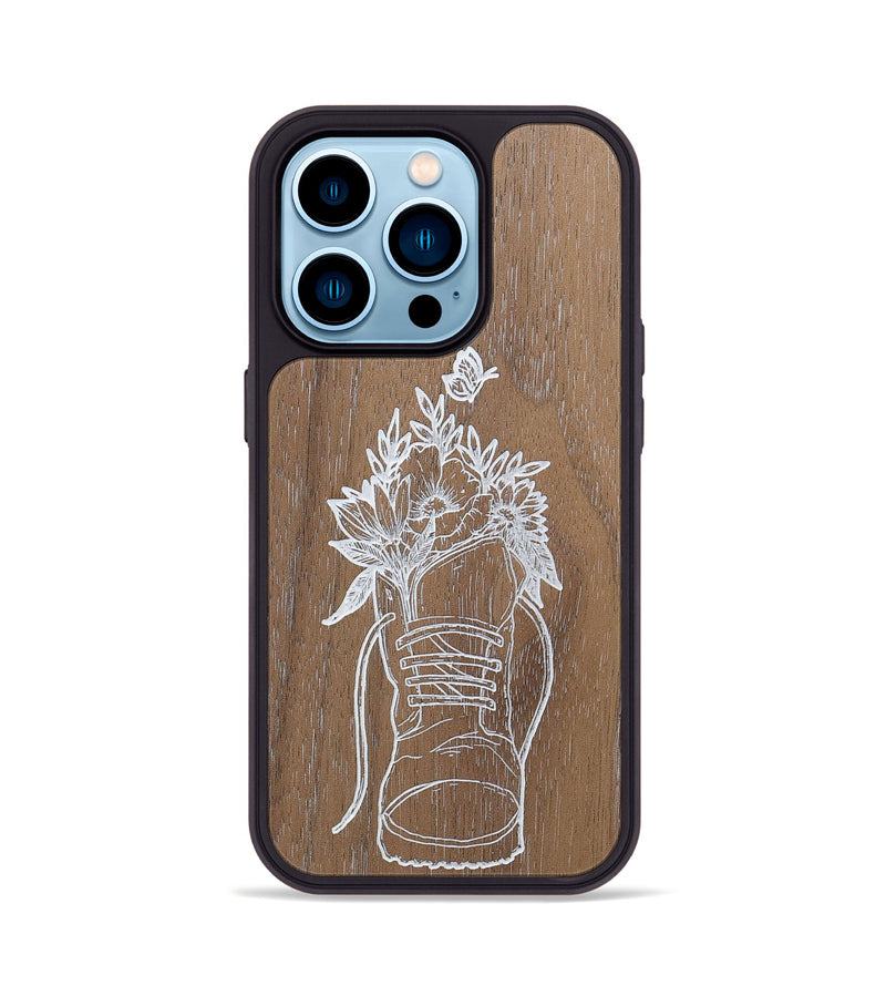 iPhone 14 Pro Wood+Resin Phone Case - Wildflower Walk - Walnut (Curated)