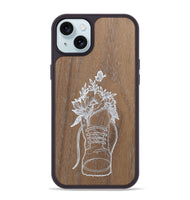 iPhone 15 Plus Wood+Resin Phone Case - Wildflower Walk - Walnut (Curated)