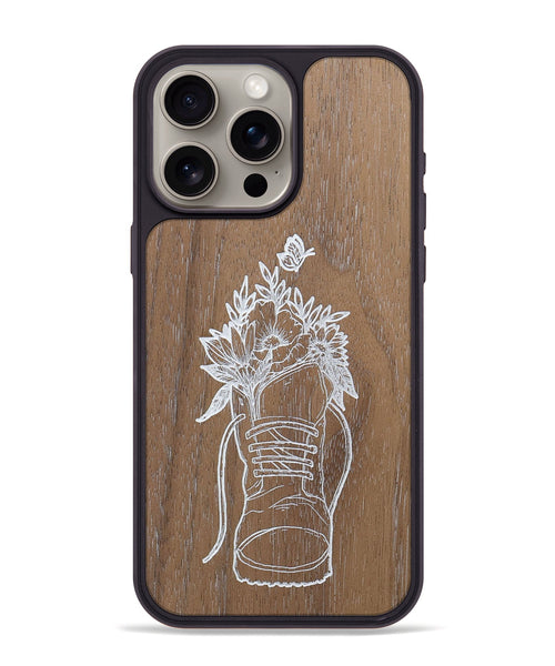 iPhone 15 Pro Max Wood+Resin Phone Case - Wildflower Walk - Walnut (Curated)