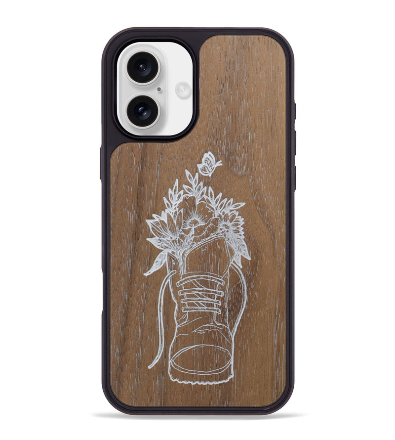 iPhone 16 Plus Wood Phone Case - Wildflower Walk - Walnut (Curated)