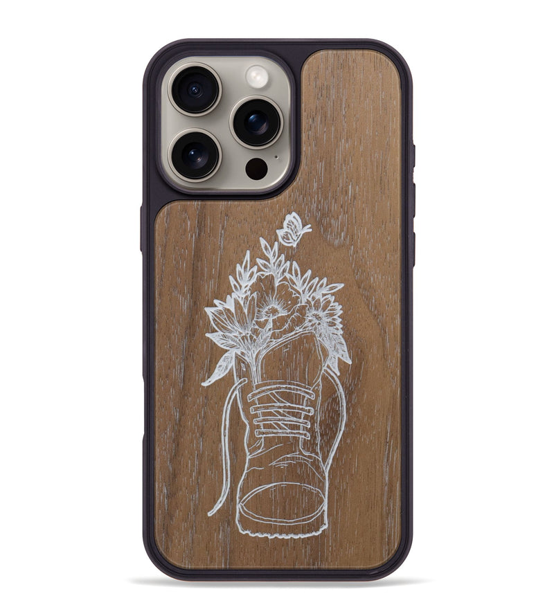 iPhone 16 Pro Max Wood Phone Case - Wildflower Walk - Walnut (Curated)