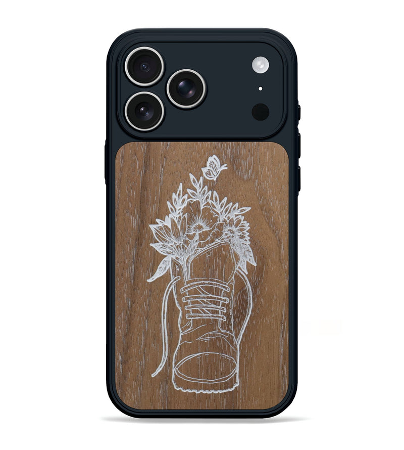 iPhone 17 Pro Max Wood Phone Case - Wildflower Walk - Walnut (Curated)