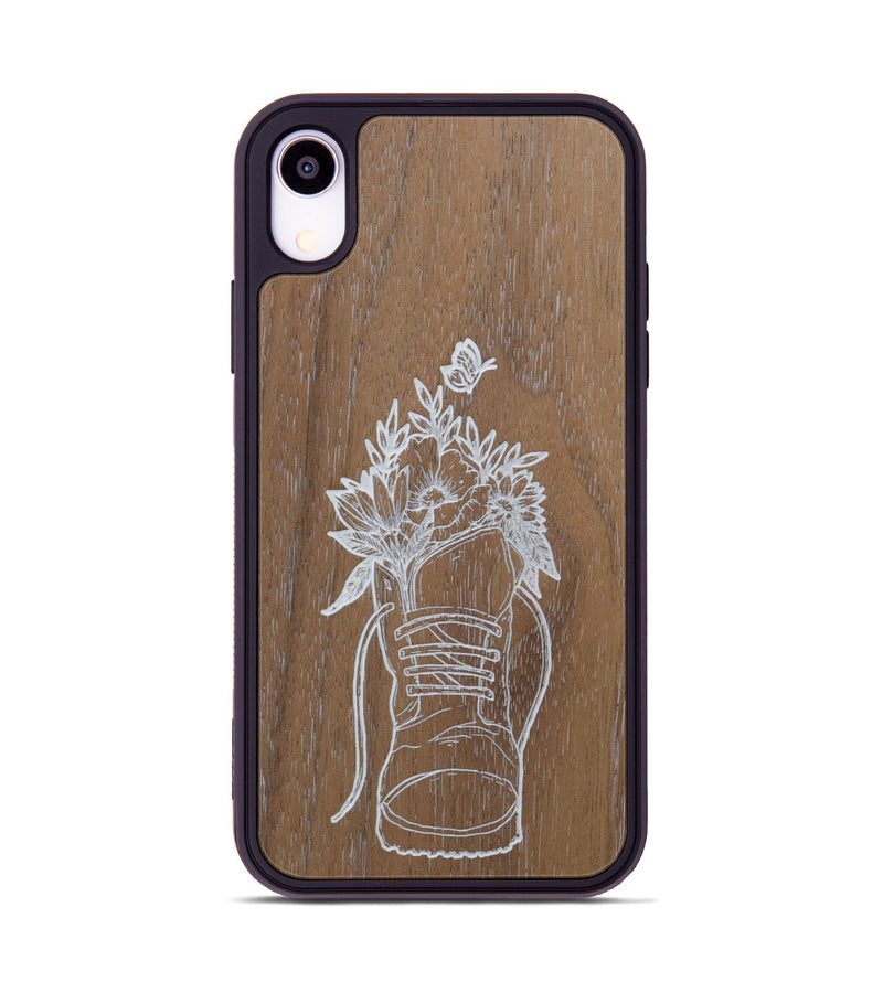 iPhone Xr Wood Phone Case - Wildflower Walk - Walnut (Curated)