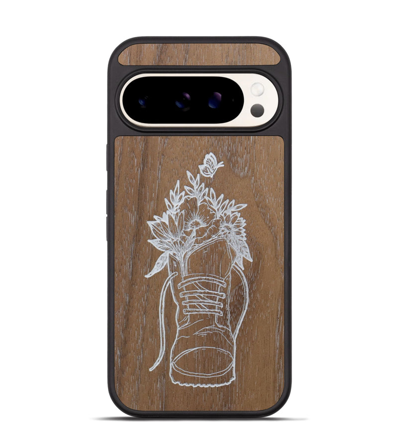 Pixel 9 Pro Wood Phone Case - Wildflower Walk - Walnut (Curated)