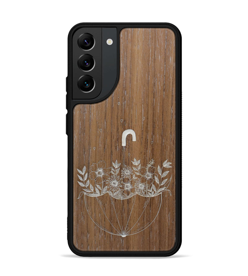 Galaxy S22 Plus Wood Phone Case - No Rain No Flowers - Walnut (Curated)