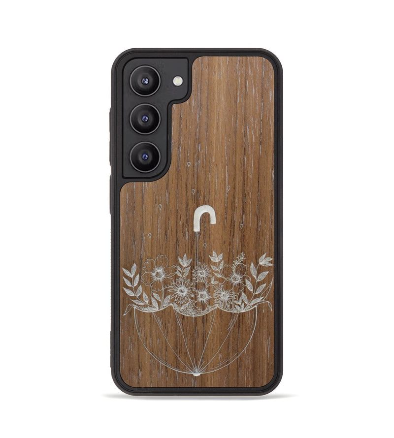 Galaxy S23 Wood Phone Case - No Rain No Flowers - Walnut (Curated)