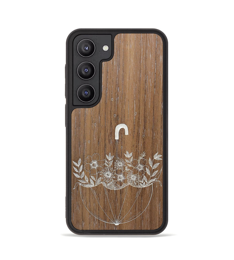 Galaxy S23 Wood+Resin Phone Case - No Rain No Flowers - Walnut (Curated)