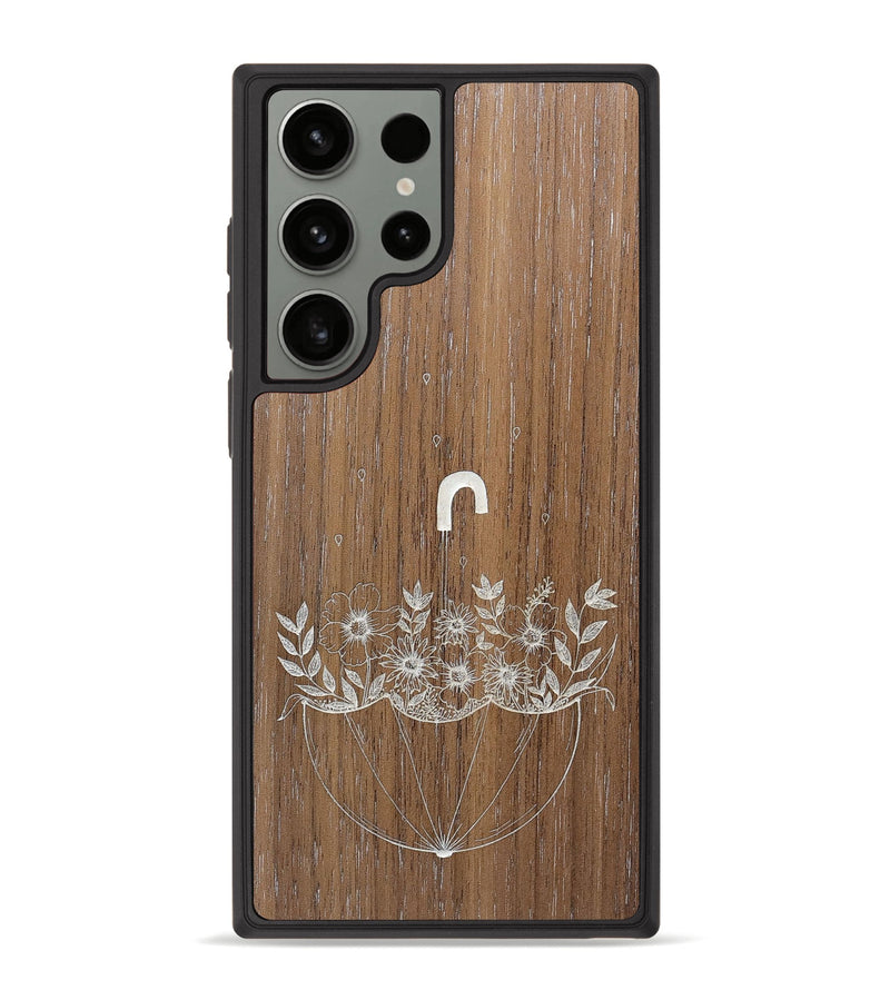 Galaxy S23 Ultra Wood+Resin Phone Case - No Rain No Flowers - Walnut (Curated)