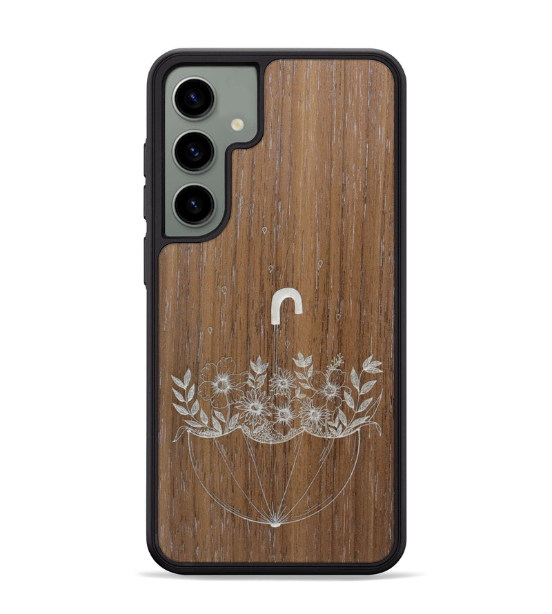 Galaxy S24 Plus Wood Phone Case - No Rain No Flowers - Walnut (Curated)