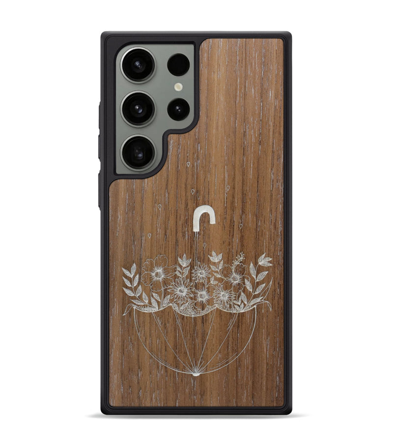 Galaxy S24 Ultra Wood Phone Case - No Rain No Flowers - Walnut (Curated)