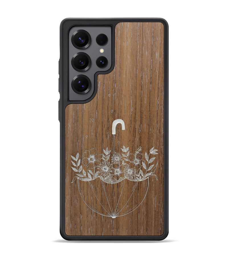 Galaxy S25 Ultra Wood Phone Case - No Rain No Flowers - Walnut (Curated)