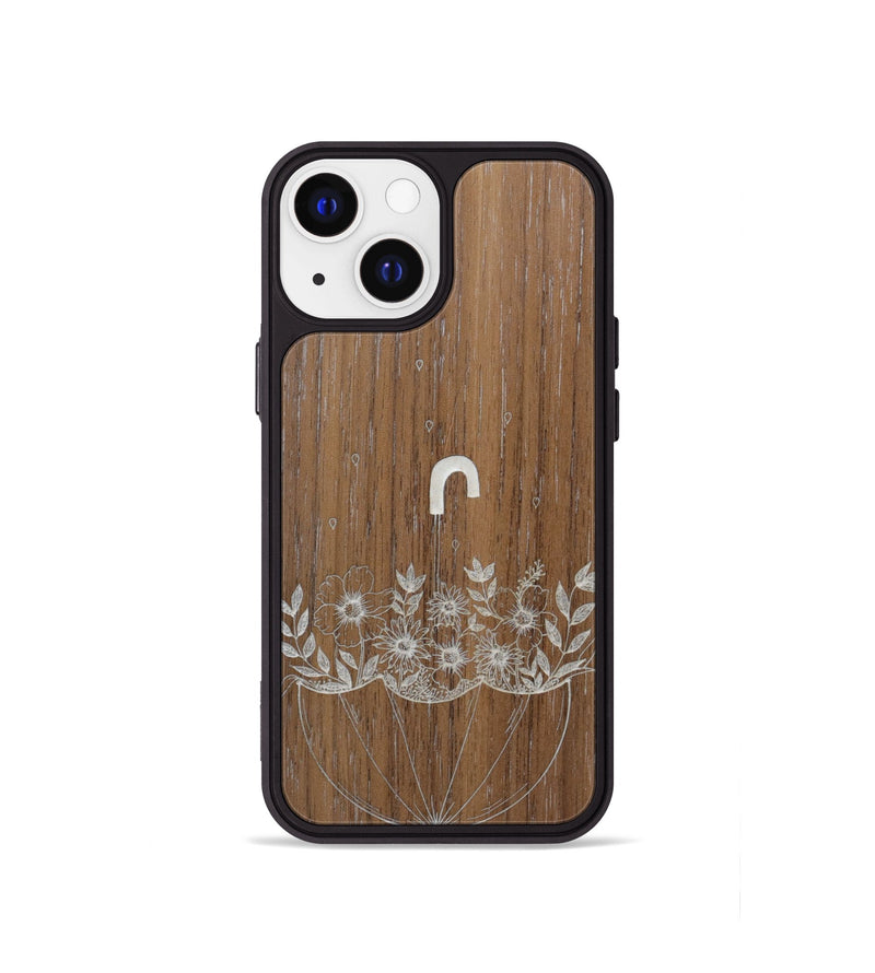 iPhone 13 mini Wood Phone Case - No Rain No Flowers - Walnut (Curated)