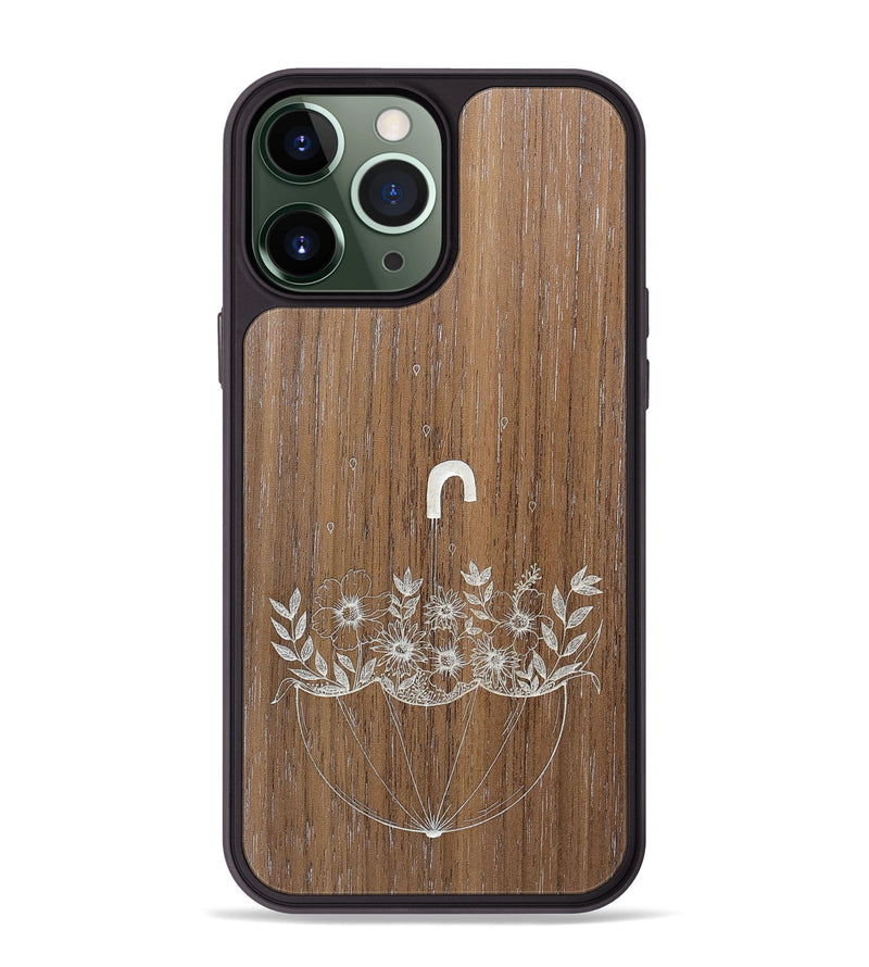 iPhone 13 Pro Max Wood+Resin Phone Case - No Rain No Flowers - Walnut (Curated)