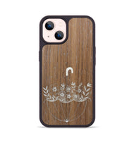 iPhone 14 Wood+Resin Phone Case - No Rain No Flowers - Walnut (Curated)