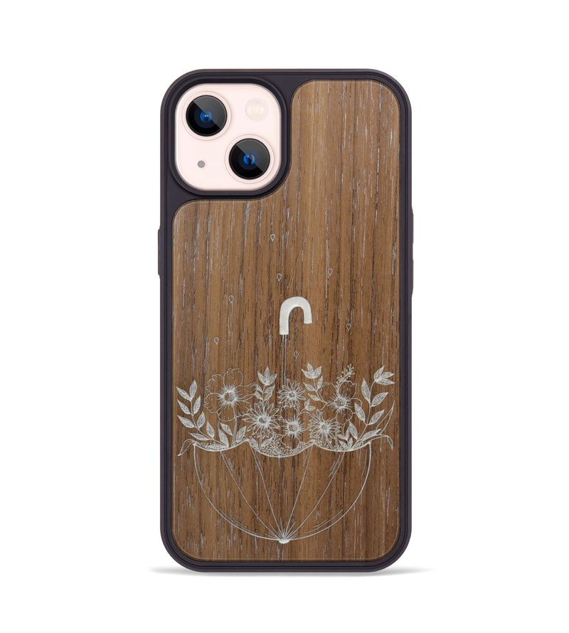 iPhone 14 Wood Phone Case - No Rain No Flowers - Walnut (Curated)