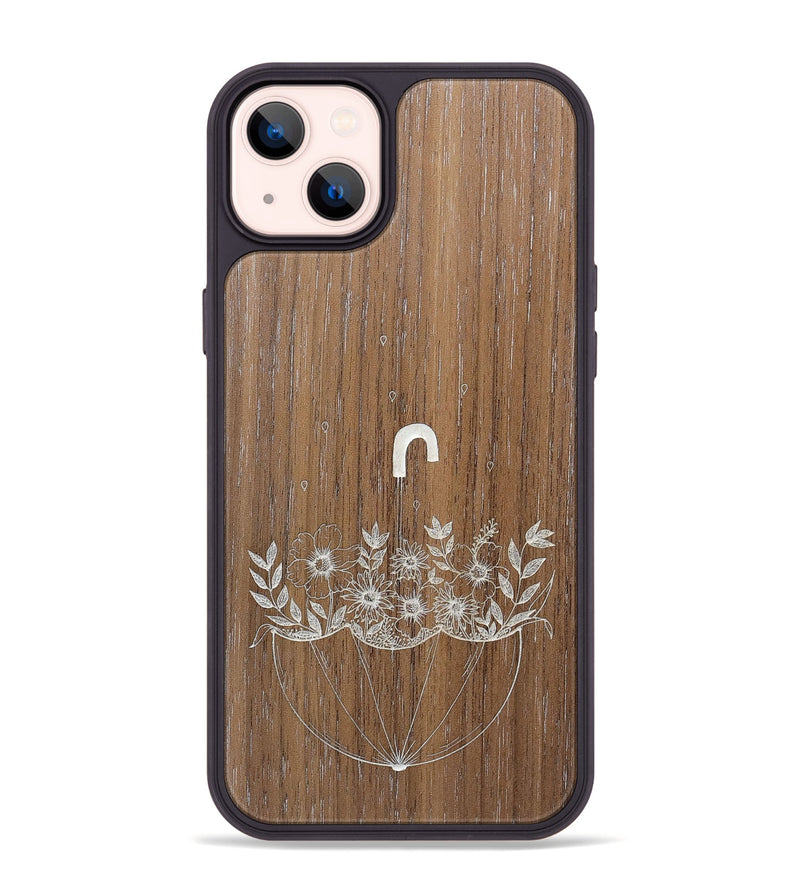 iPhone 14 Plus Wood+Resin Phone Case - No Rain No Flowers - Walnut (Curated)