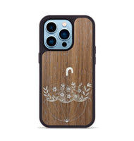 iPhone 14 Pro Wood+Resin Phone Case - No Rain No Flowers - Walnut (Curated)