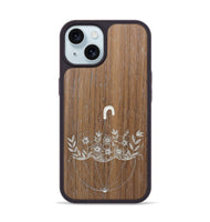 iPhone 15 Wood+Resin Phone Case - No Rain No Flowers - Walnut (Curated)