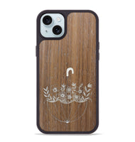 iPhone 15 Plus Wood+Resin Phone Case - No Rain No Flowers - Walnut (Curated)