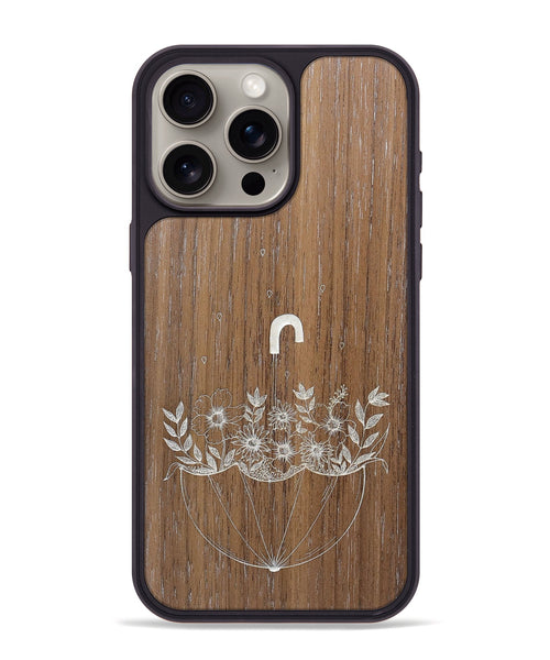 iPhone 15 Pro Max Wood+Resin Phone Case - No Rain No Flowers - Walnut (Curated)