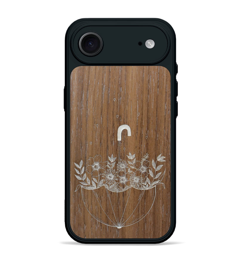iPhone 17 Air Wood Phone Case - No Rain No Flowers - Walnut (Curated)