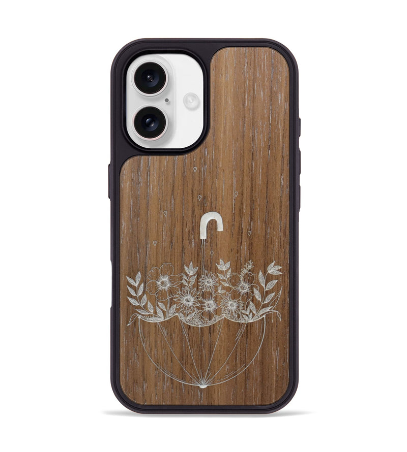 iPhone 17 Wood Phone Case - No Rain No Flowers - Walnut (Curated)