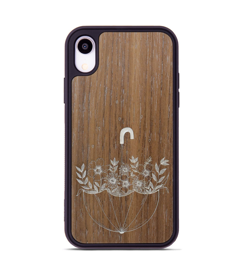 iPhone Xr Wood Phone Case - No Rain No Flowers - Walnut (Curated)