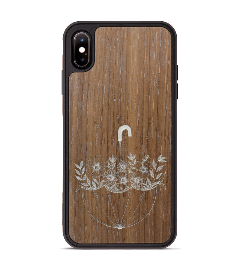 iPhone Xs Max Wood Phone Case - No Rain No Flowers - Walnut (Curated)