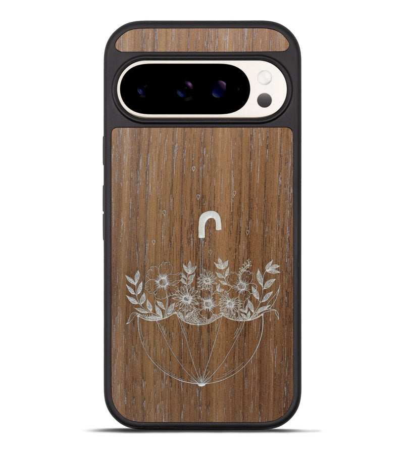 Pixel 9 Pro XL Wood Phone Case - No Rain No Flowers - Walnut (Curated)