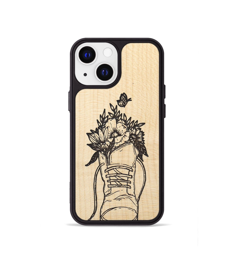 iPhone 13 mini Wood+Resin Phone Case - Wildflower Walk - Maple (Curated)