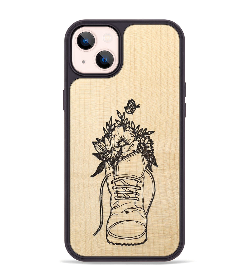 iPhone 14 Plus Wood+Resin Phone Case - Wildflower Walk - Maple (Curated)