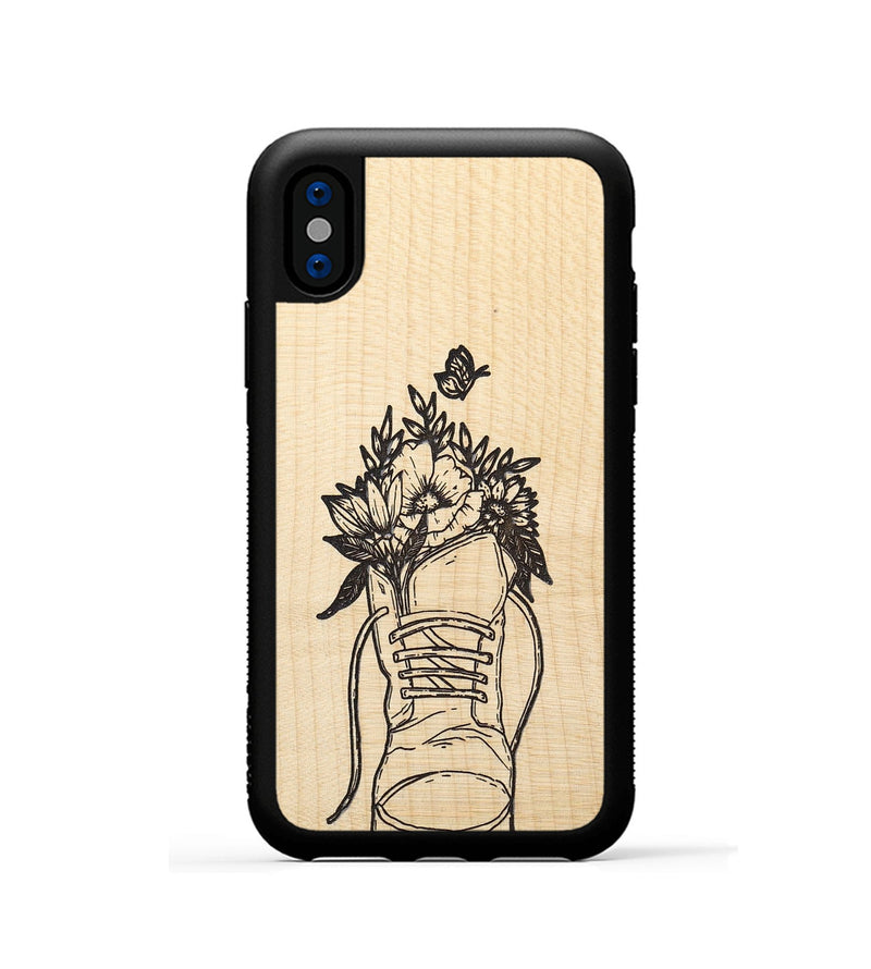 iPhone Xs Wood+Resin Phone Case - Wildflower Walk - Maple (Curated)