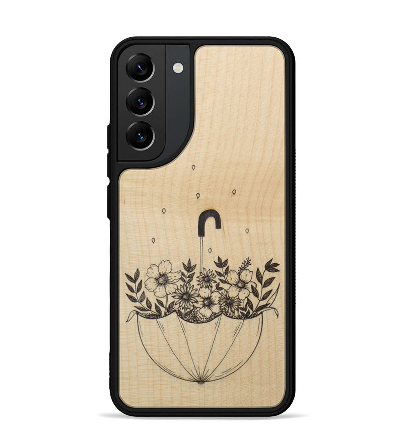 Galaxy S22 Plus Wood Phone Case - No Rain No Flowers - Maple (Curated)