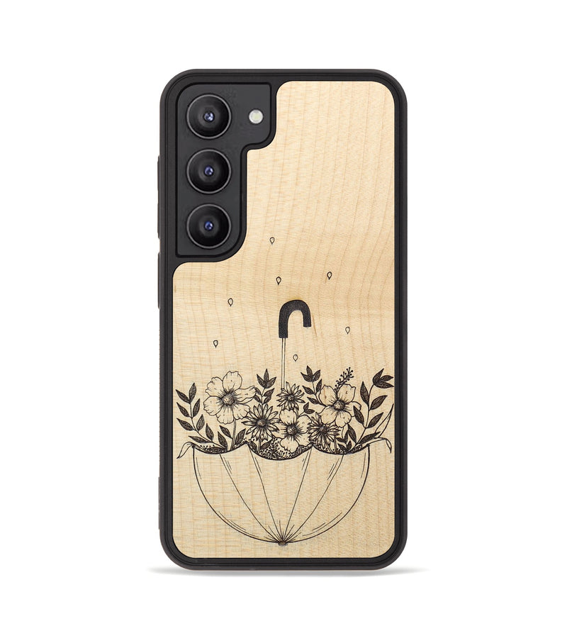 Galaxy S23 Wood+Resin Phone Case - No Rain No Flowers - Maple (Curated)